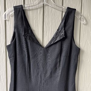 Vintage Dani Max Black Beaded V-Neck Sheath Dress Size 6 Made in USA